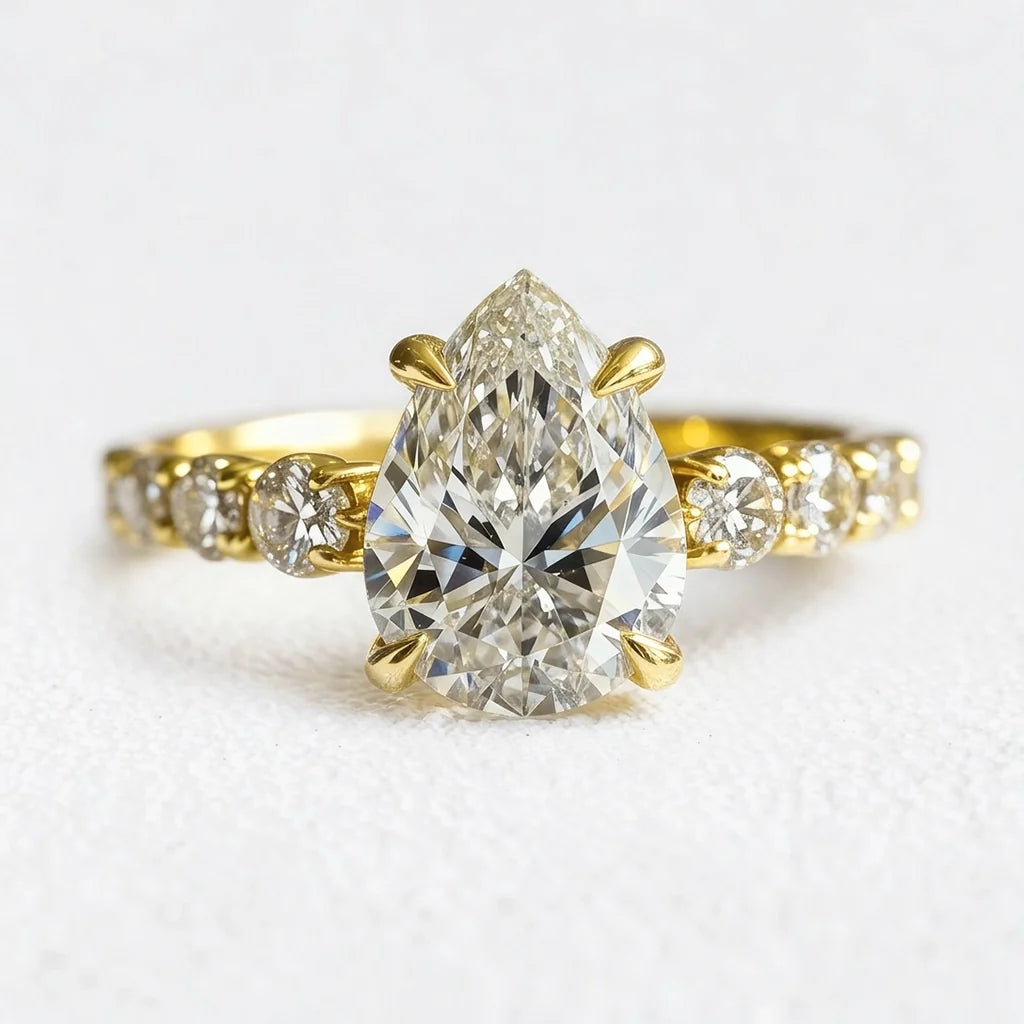 Aurora’s Radiance | 2CT Pear Cut Diamond Engagement Ring