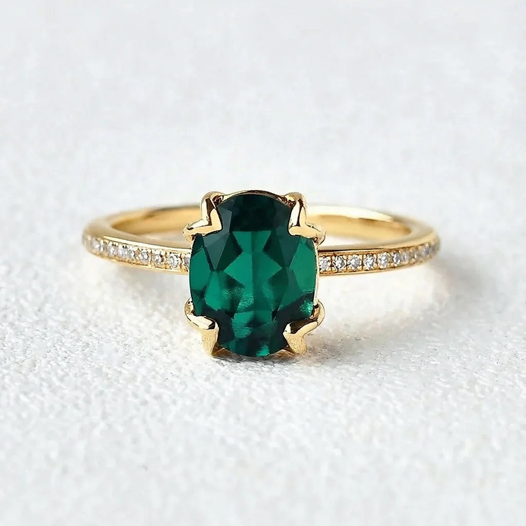 Vera's Grace | Vintage Oval Cut Natural Emerald Ring