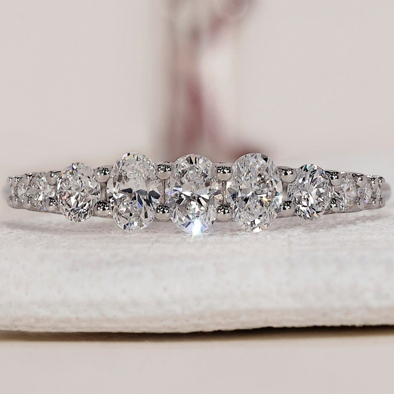 Oval Diamond Wedding Band – Half Eternity