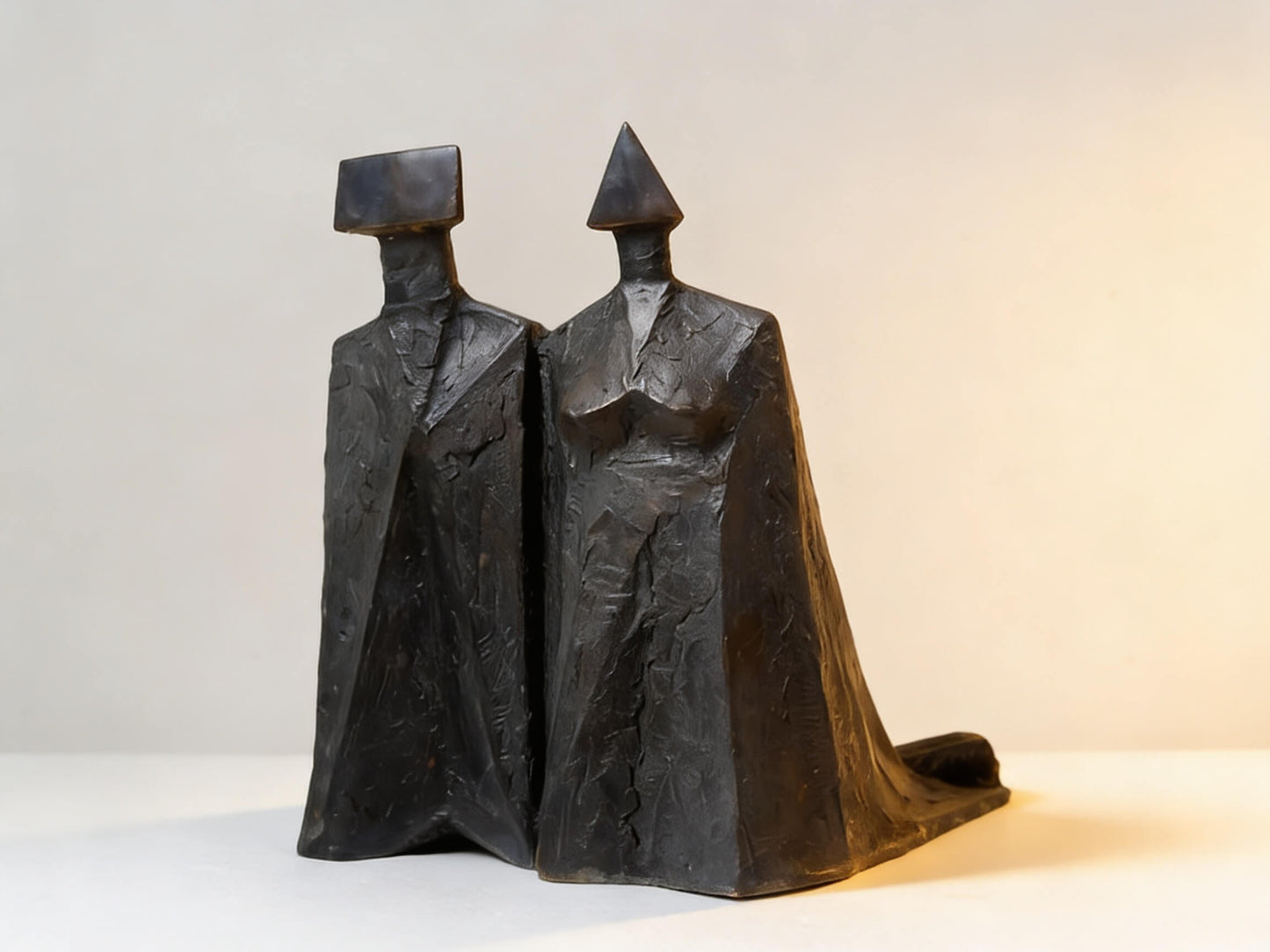 Abstract Cloaked Figures Bronze Sculpture