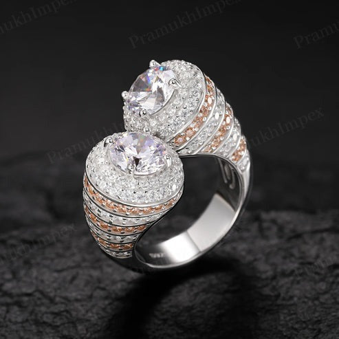 Yellow Gold Plated 925 Silver Iced Out VVS Moissanite Teardrop Ring