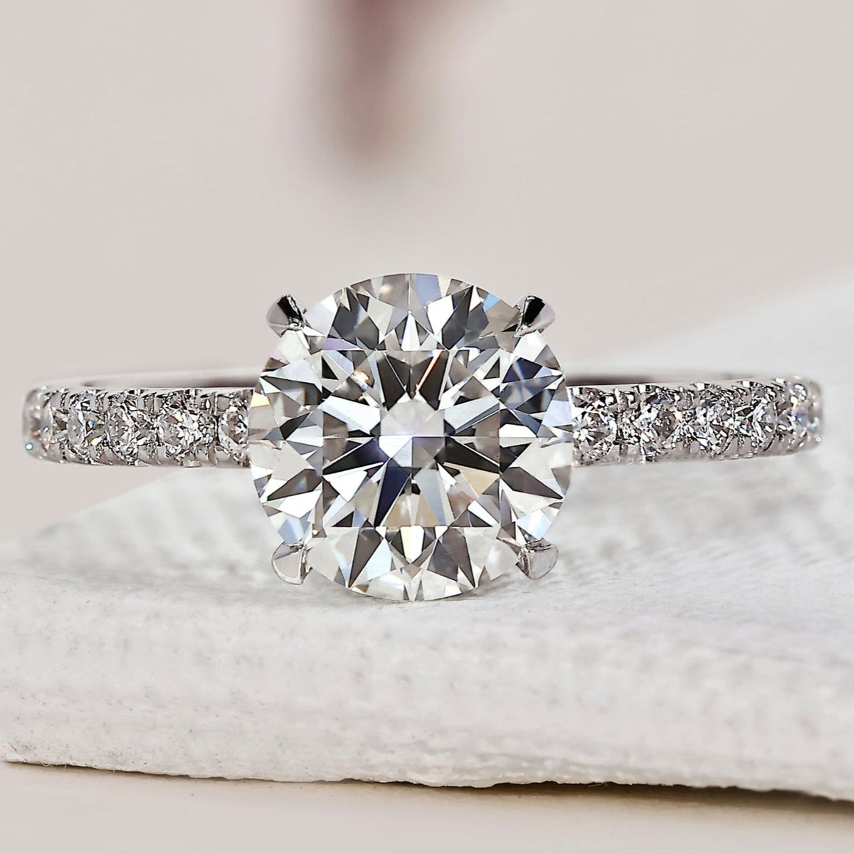 Round Diamond Double Hidden Halo Engagement Ring