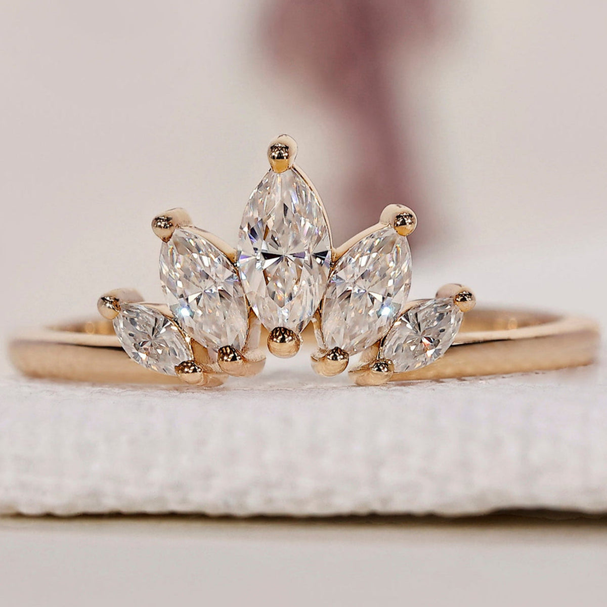 Tiara Wedding Band - Marquise Diamonds