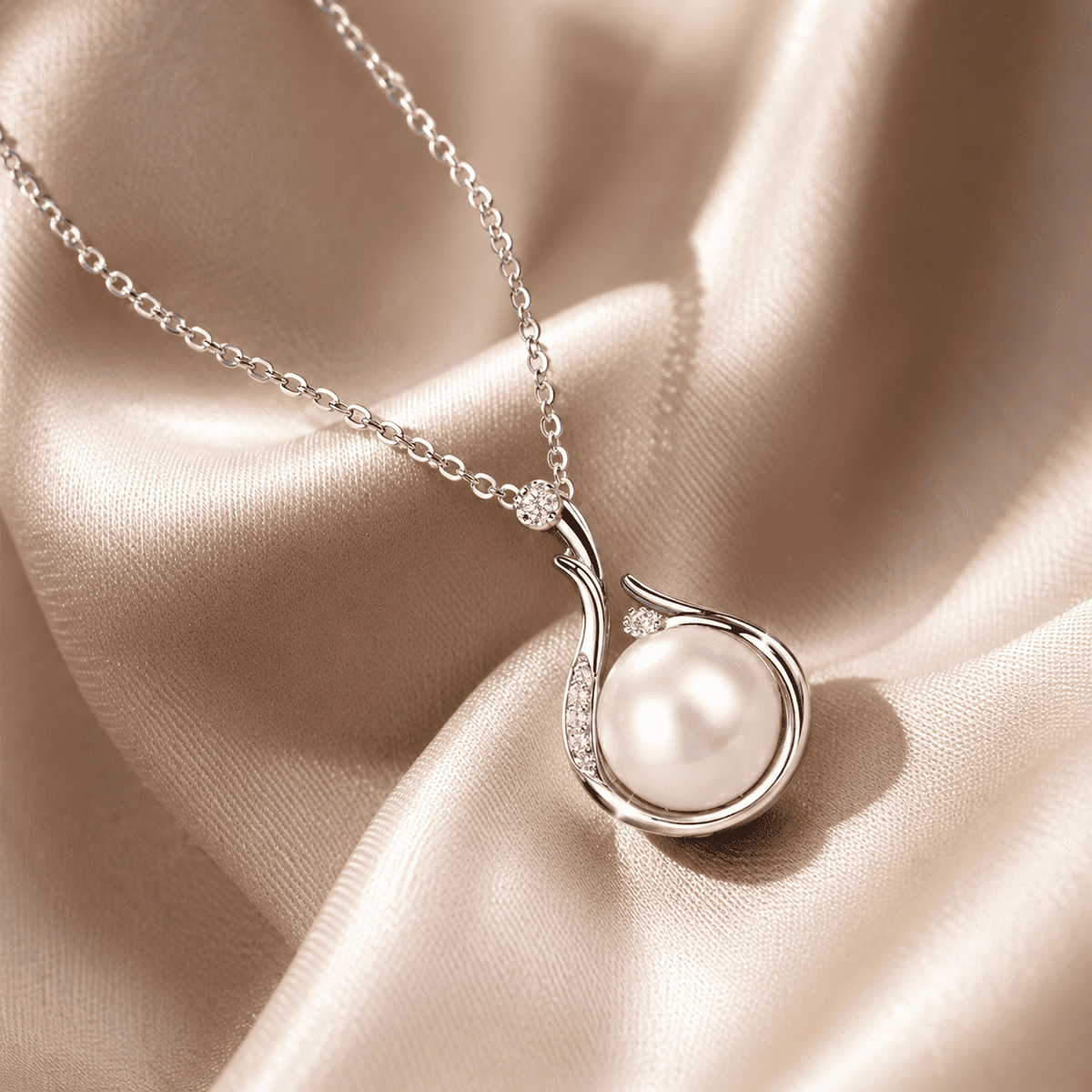 Elegant Pearl Swirl Pendant Necklace