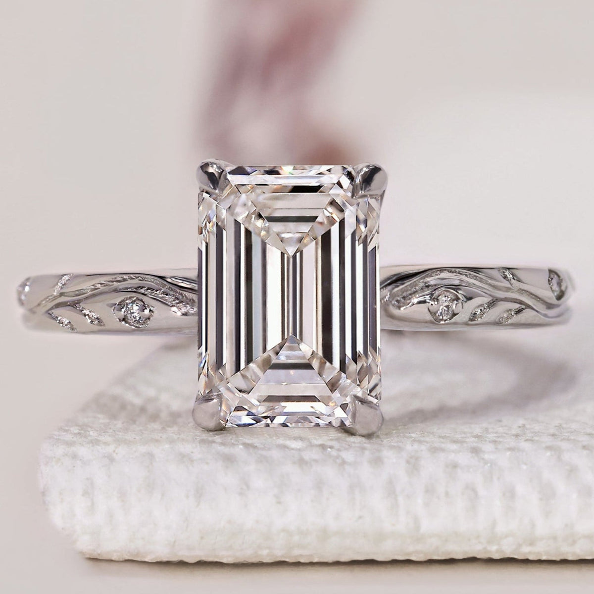 Vintage Inspired Emerald Diamond Ring in Art Deco
