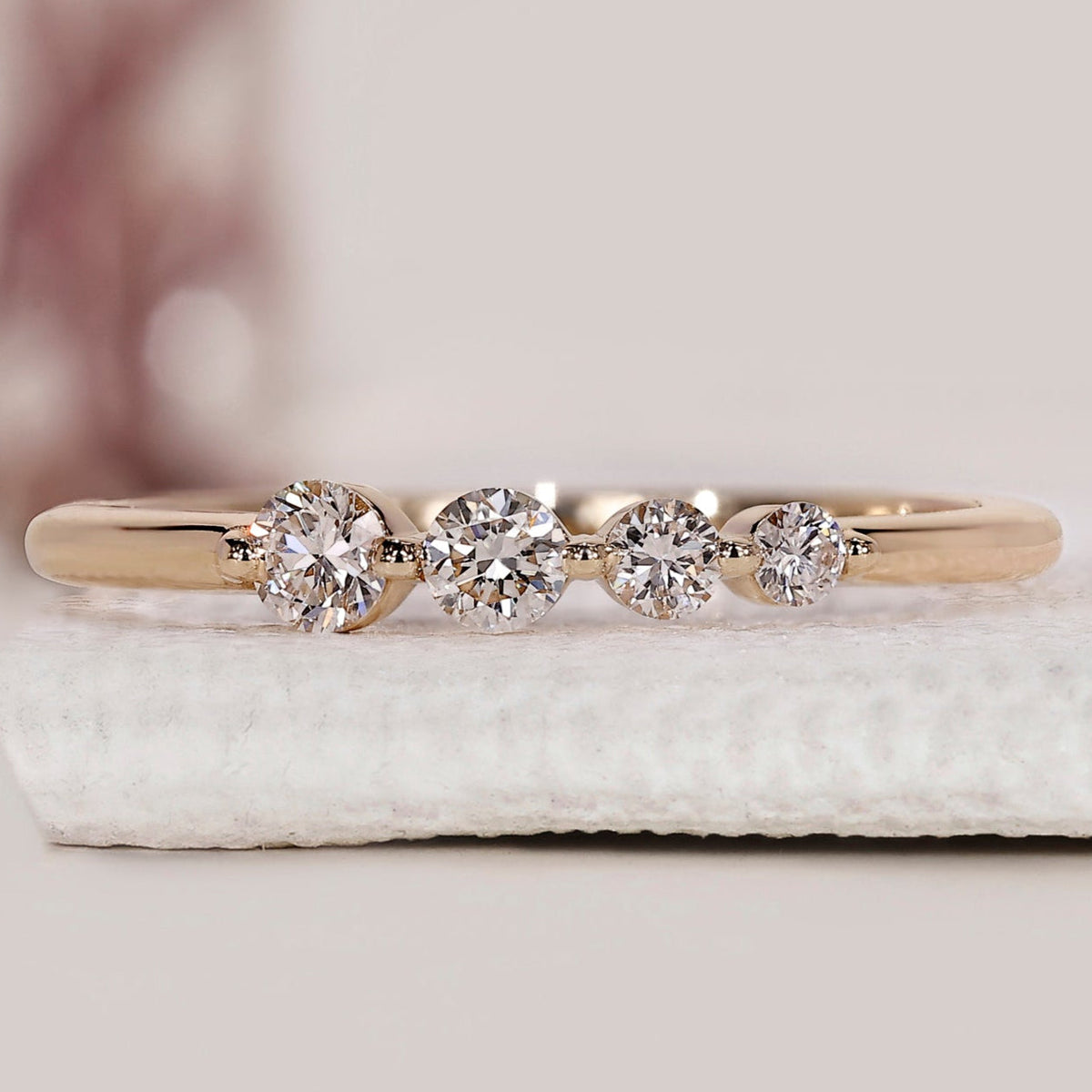 Round Cut 4 Diamond Wedding Band
