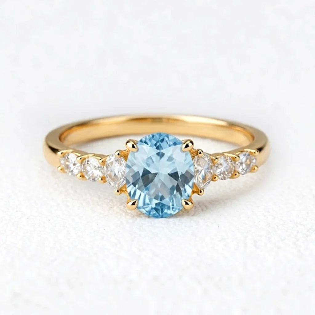 Celia’s Aqua | Oval Sea Blue Sapphire Engagement Ring