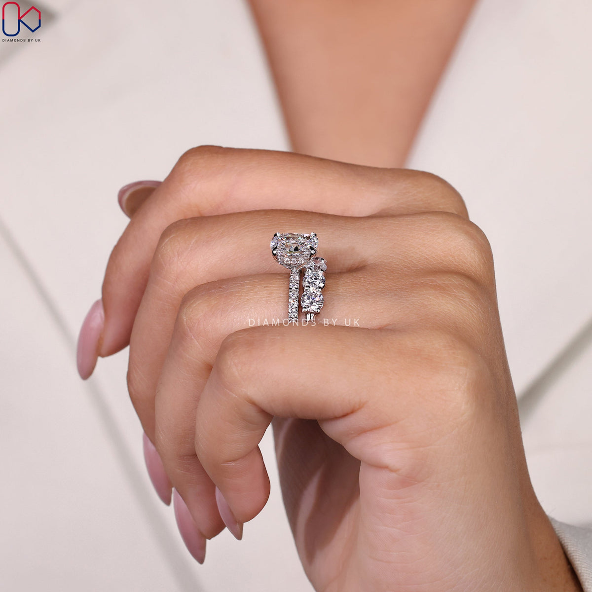 Cushion Cut Diamond Ring And Wedding Band