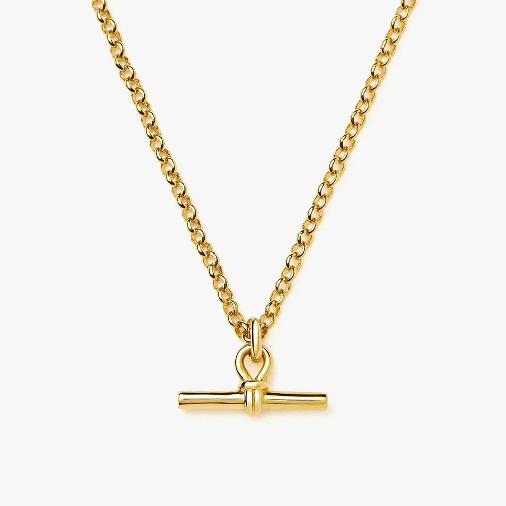 The T-Bar Link | Yellow Gold Plated Chunky Silver Chain Necklace
