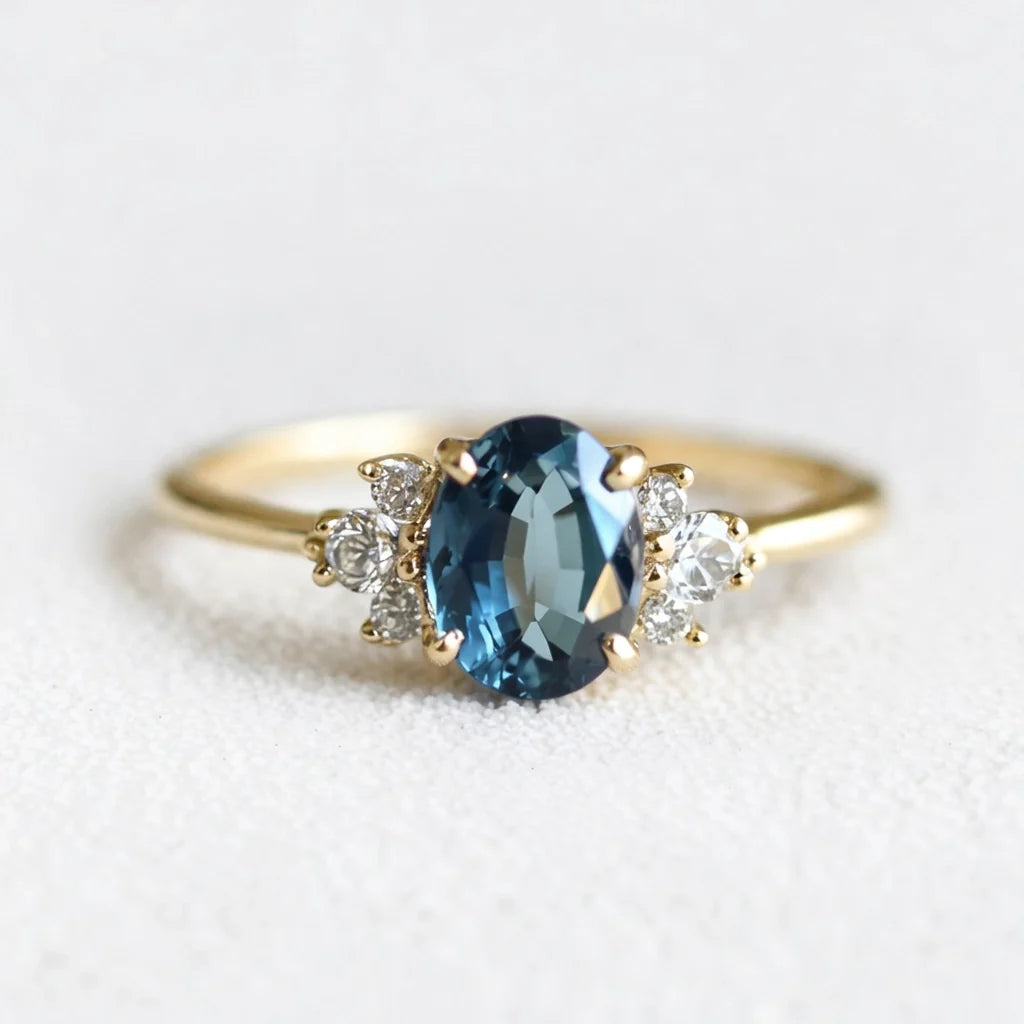 Celestine’s Eternity | Oval Blue Sapphire Eternity Engagement Ring