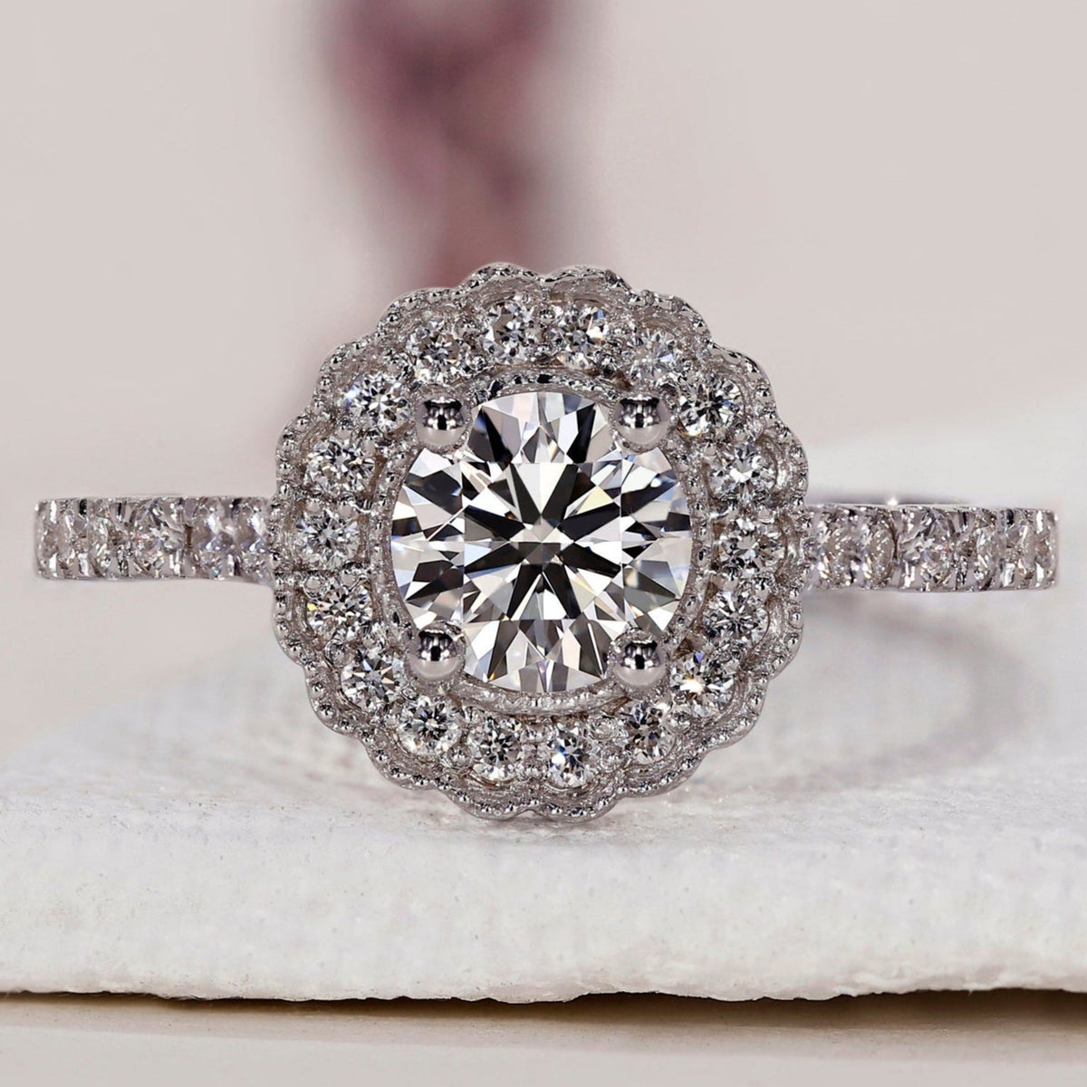 Round Cut Halo Diamond Engagement Ring