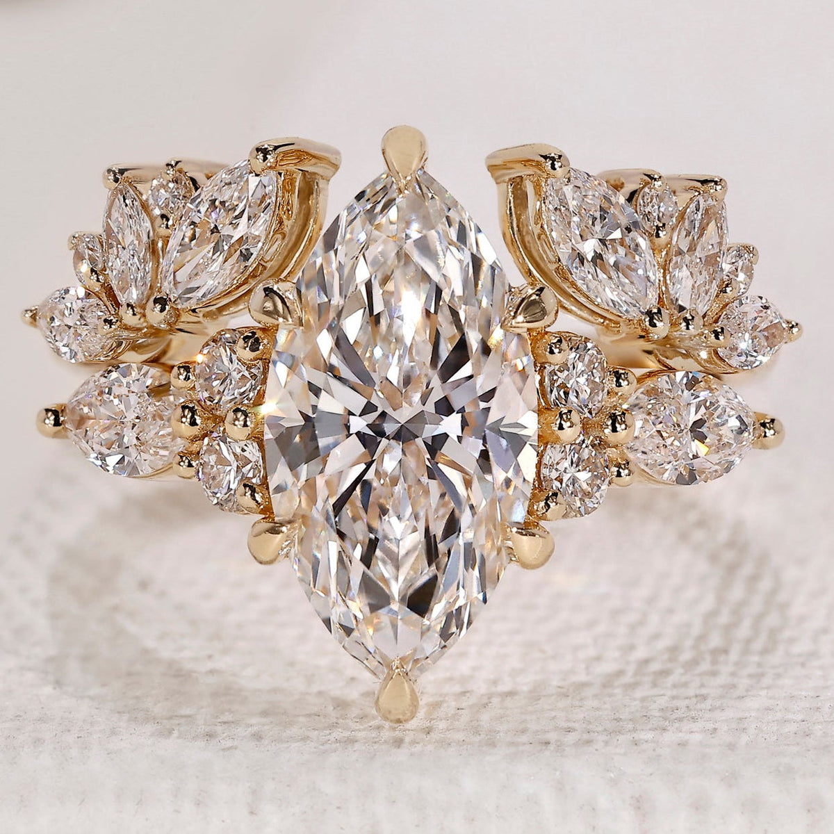 Marquise Cut Bridal Set in Yellow Gold