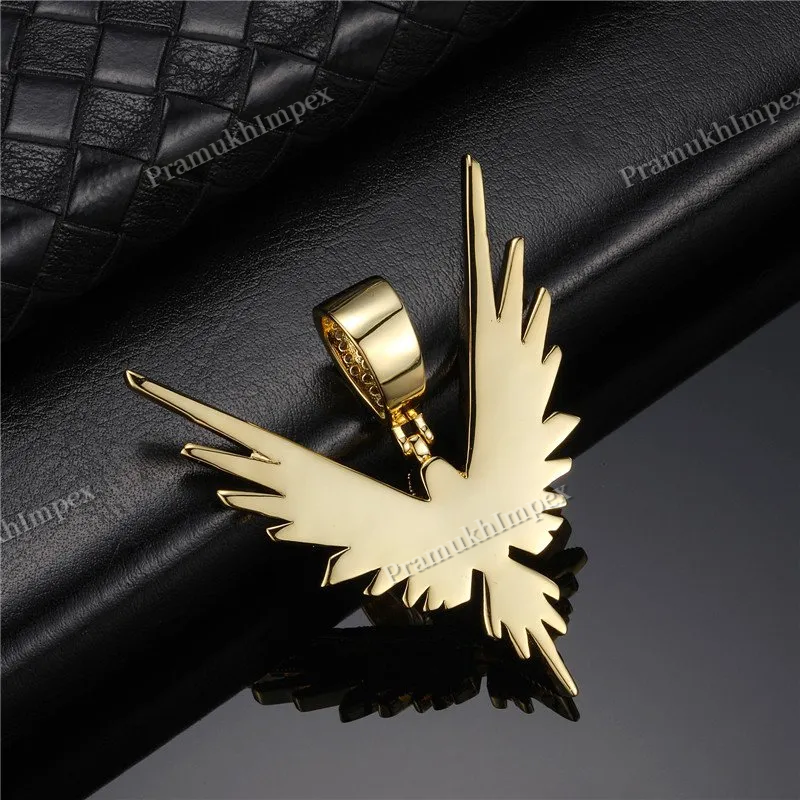 Custom Handmade Moissanite Studded 925 Silver Gold Plated Eagle Necklace