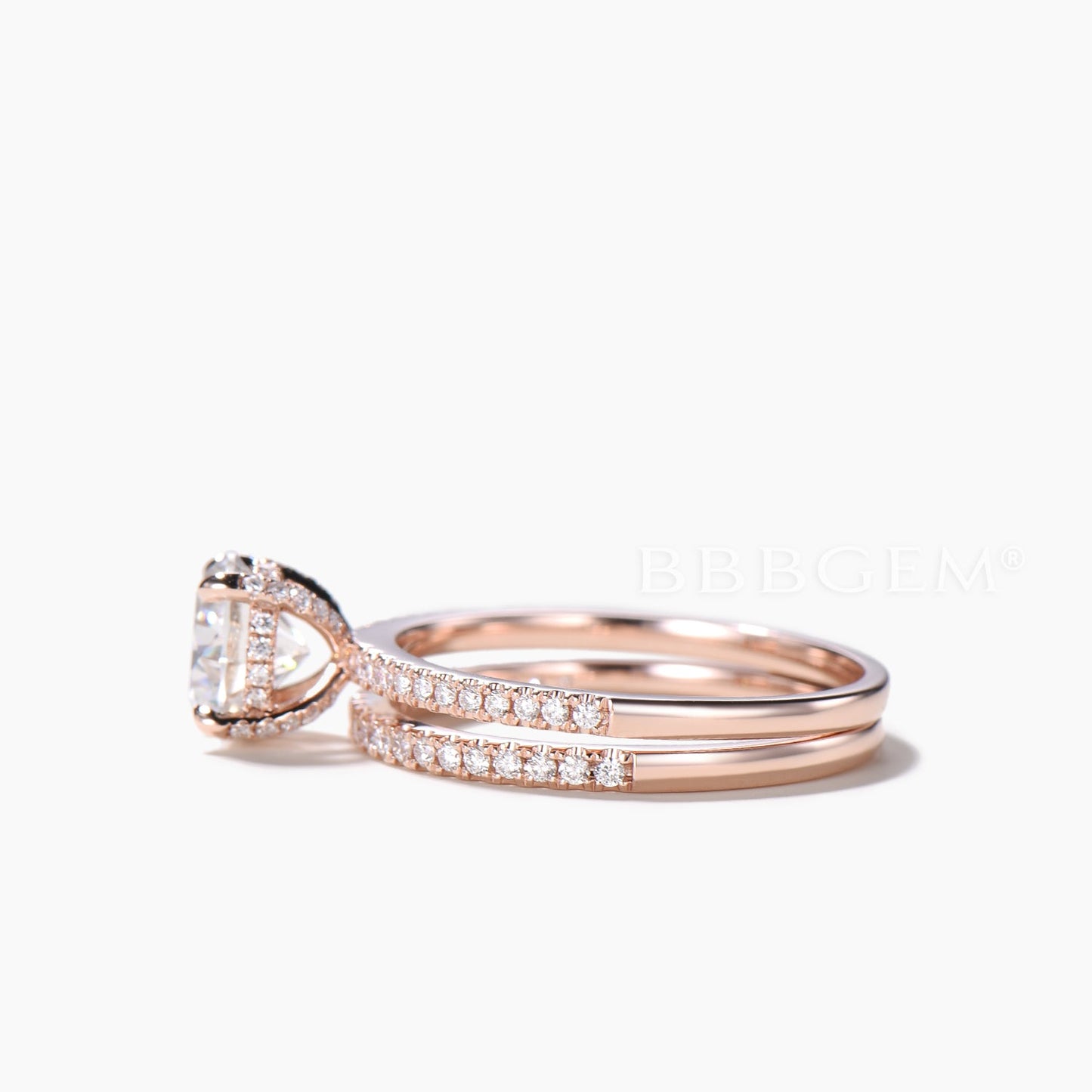 Round Cut IGI Certificate Lab Grown Diamond Ring Diamond Half Eternity Bridal Set