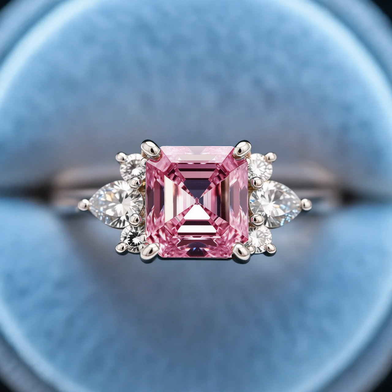 Celestine‘s Clarity | 2CT Asscher Pink Sapphire Solitaire Ring