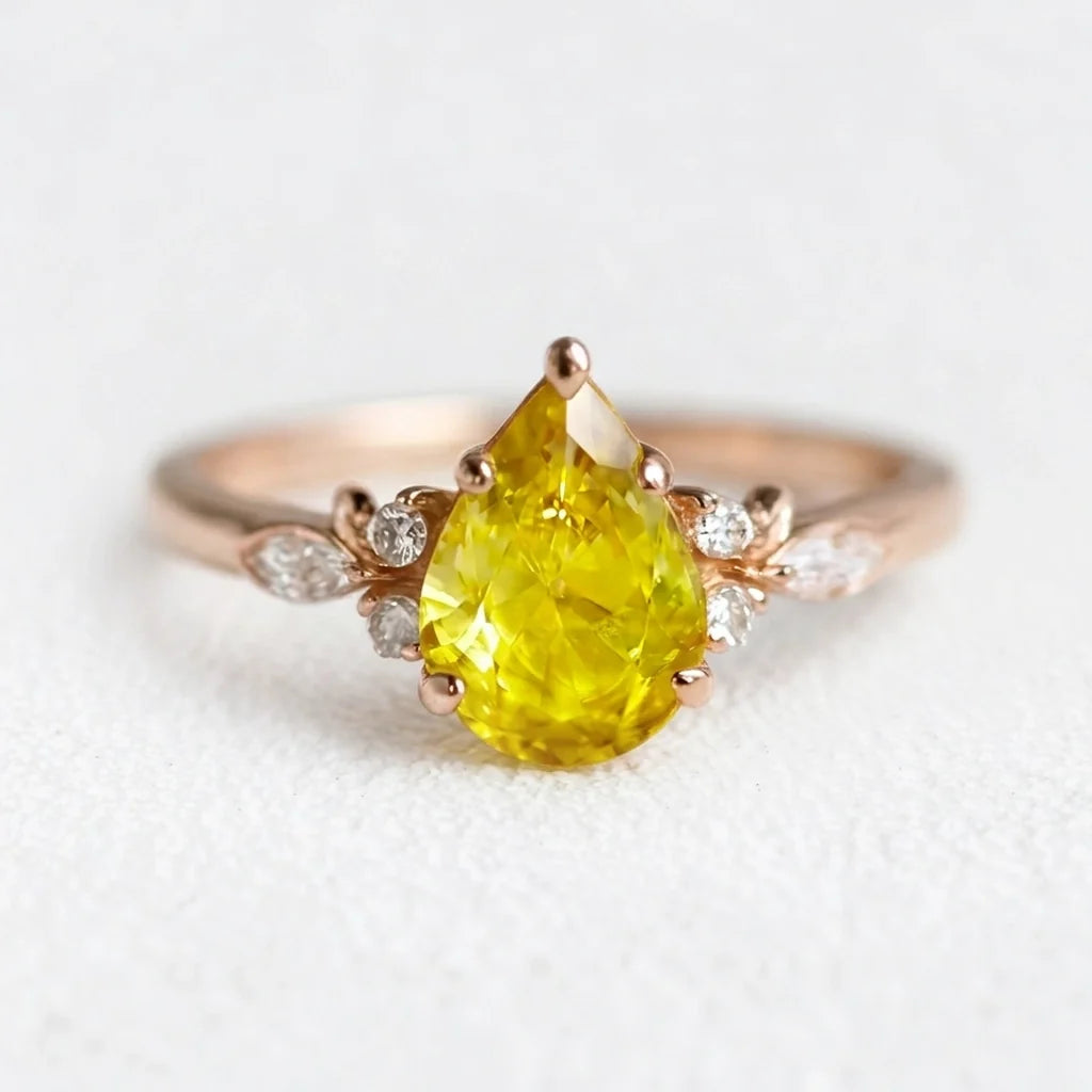 Seraphina’s Amber | Pear Yellow Sapphire Engagement Ring