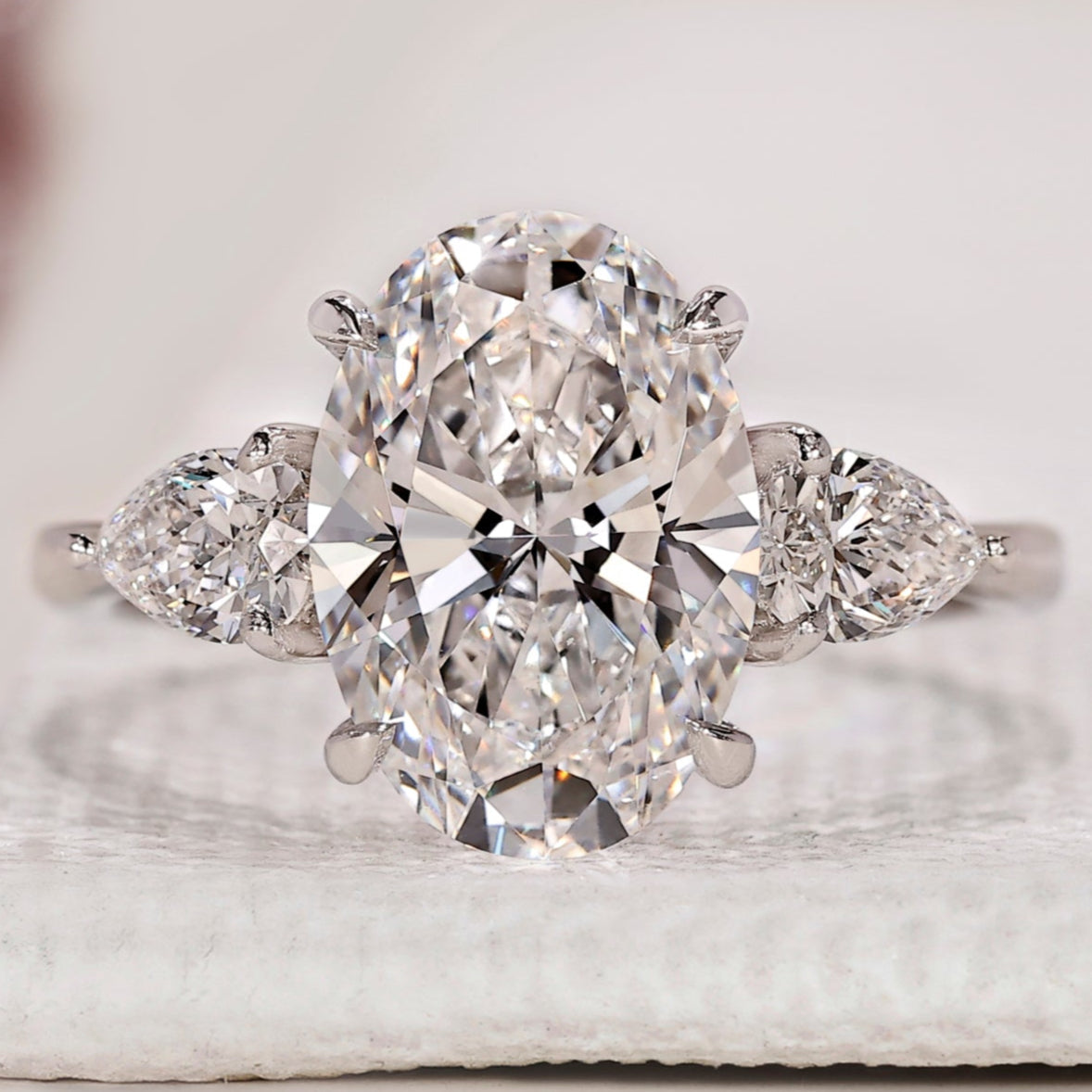 Oval Cut Three Stone Diamond Ring
