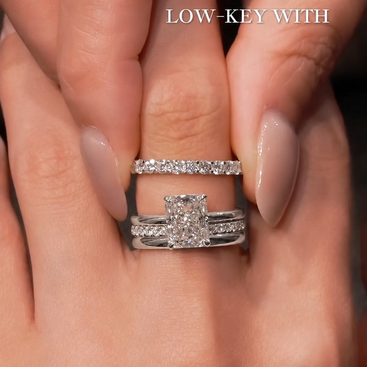 Glamorous Radiant Cut 3.0 Ct Pavé 4pc Wedding Ring Set 925 Sterling Silver