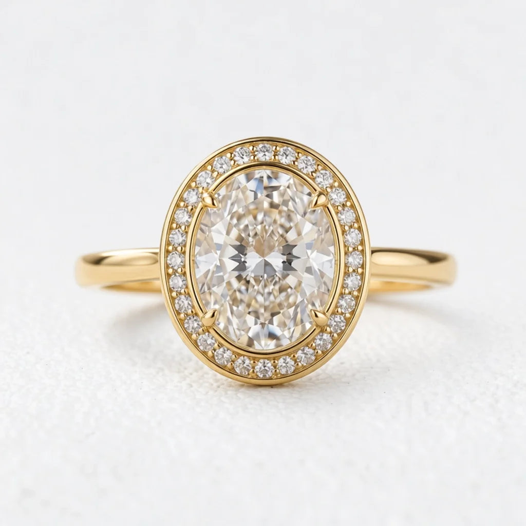 Astra’s Prism | 3CT Oval Diamond Halo Engagement Ring