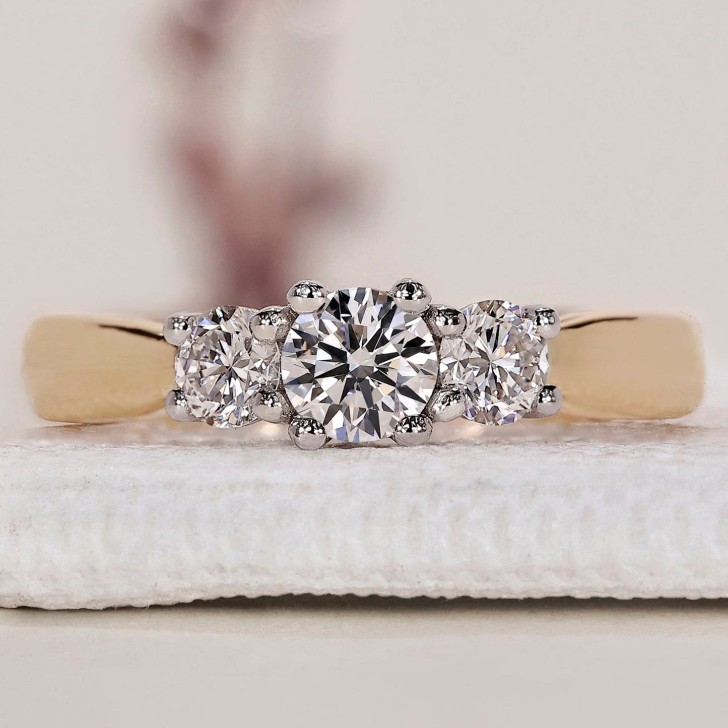 Round Cut 3 Diamond Engagement Ring