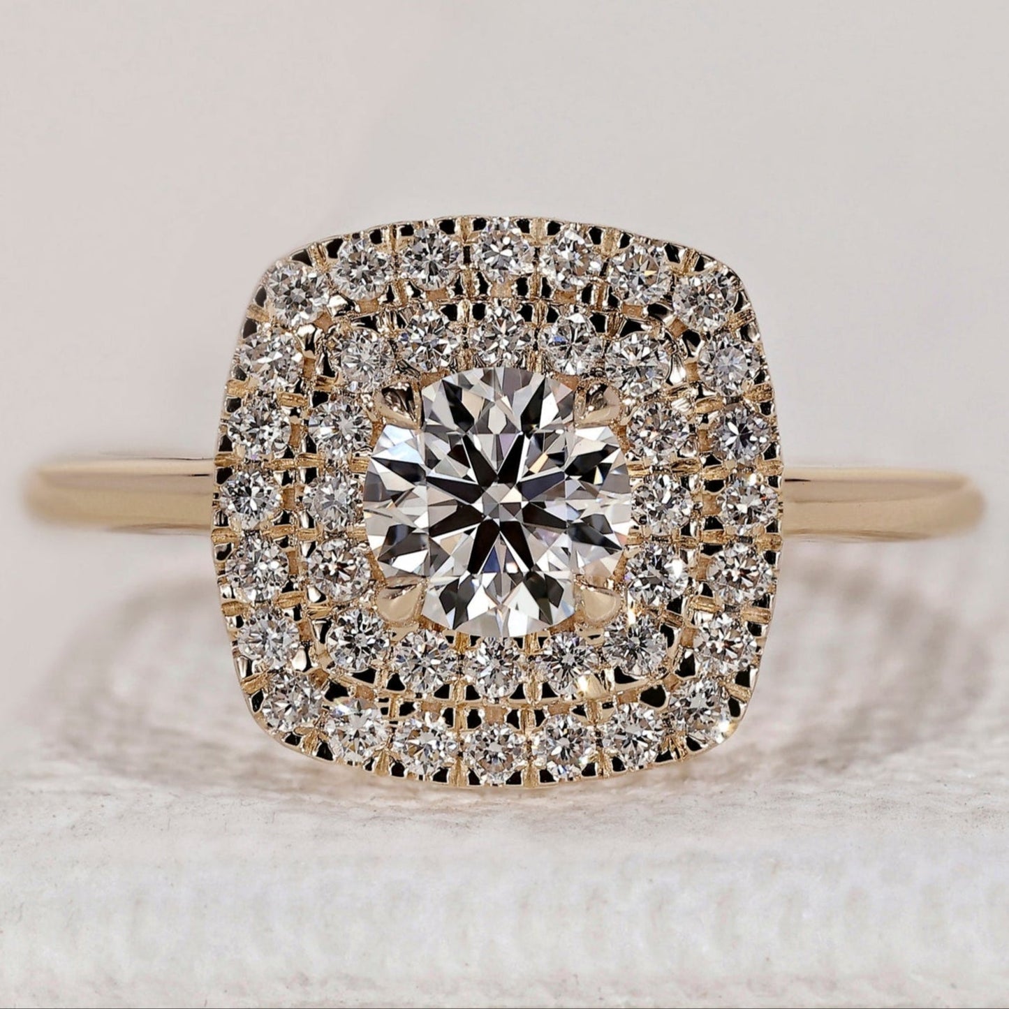 Round Diamond Double Halo Engagement Ring