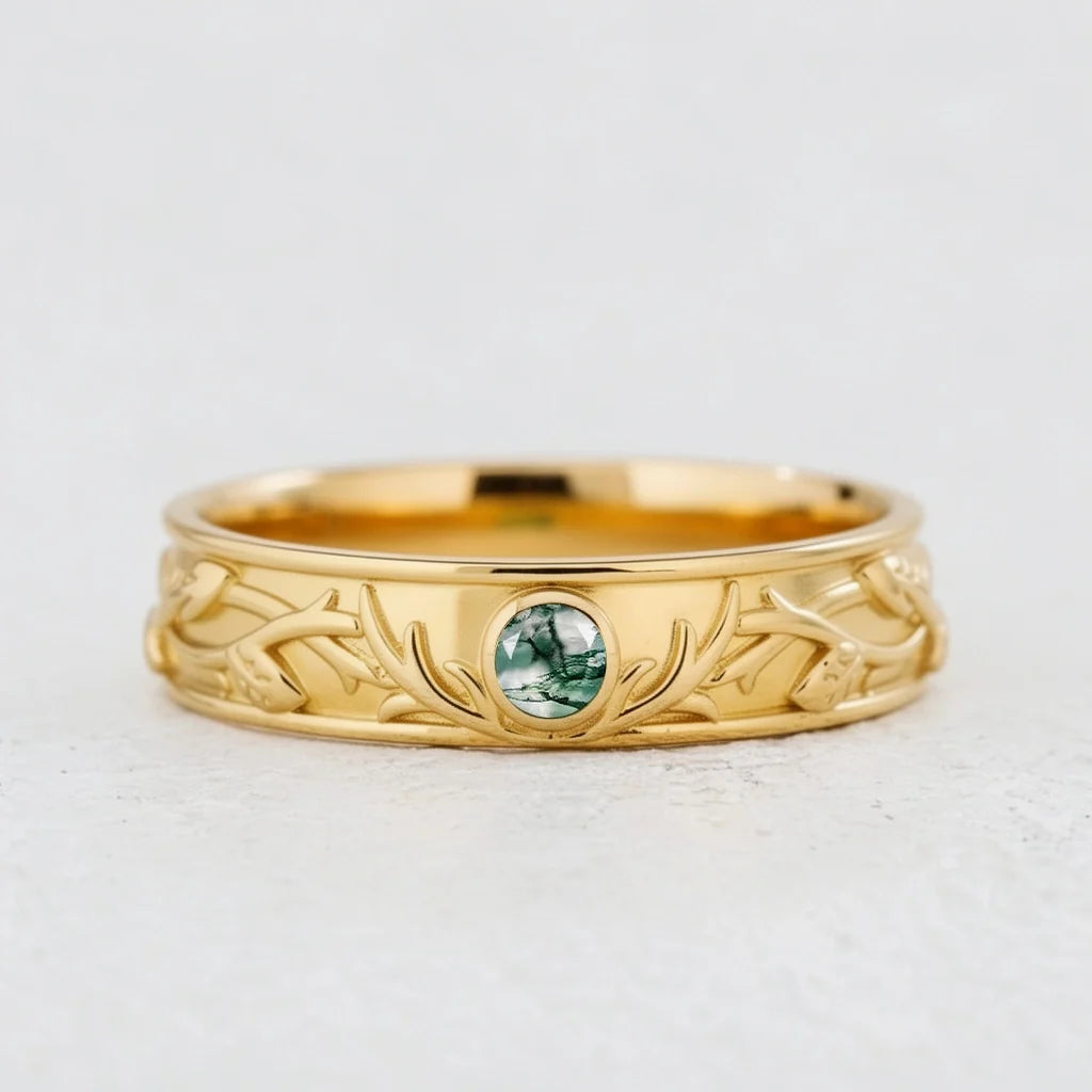 Cernunnos’ Antler | Moss Agate Men‘s Band