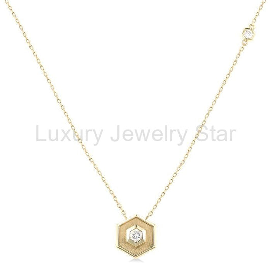 Hexagon Shape Diamond Fashion Necklace