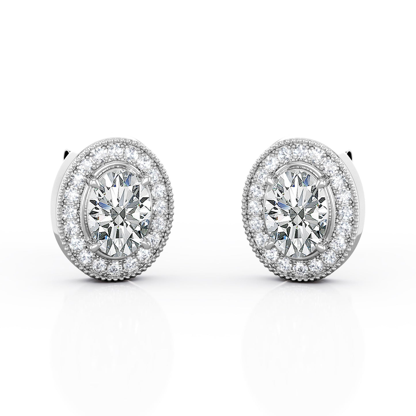 Milgrain Set Moissanite and Diamond Stud Earrings