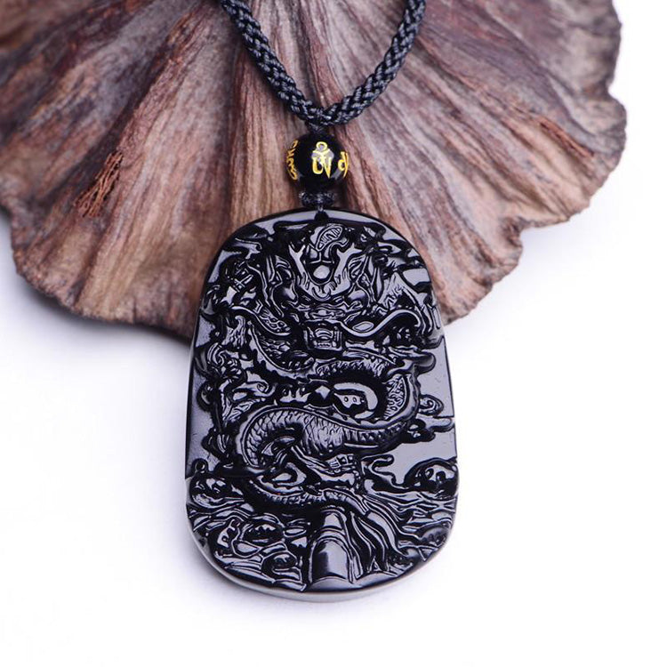 Obsidian Dragon Success Necklace
