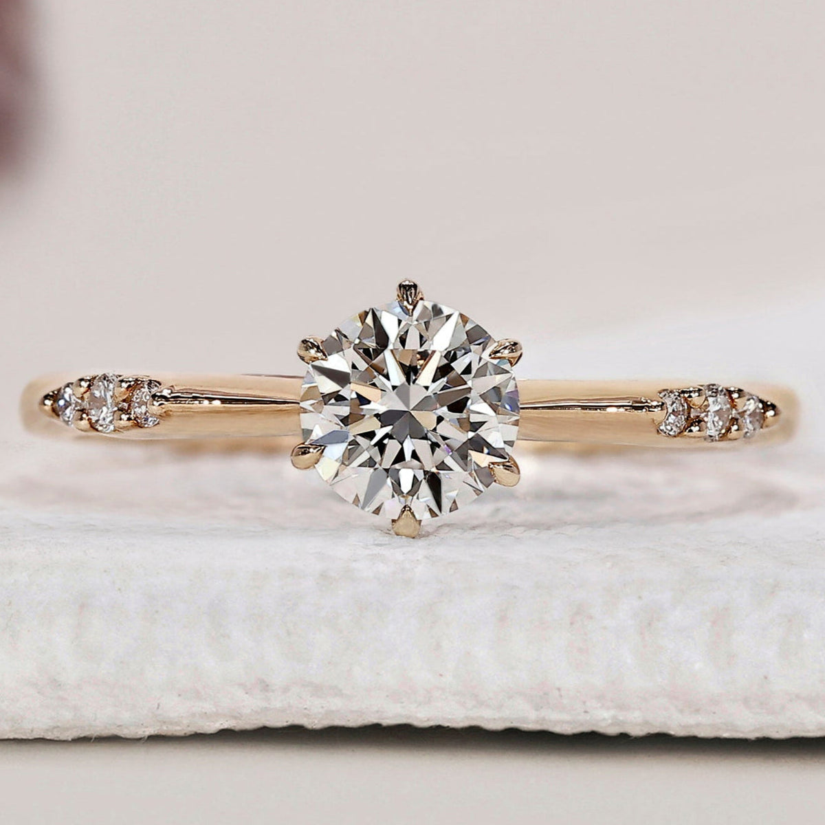 Round Brilliant Cut Diamond Ring - Knife Edge Shank