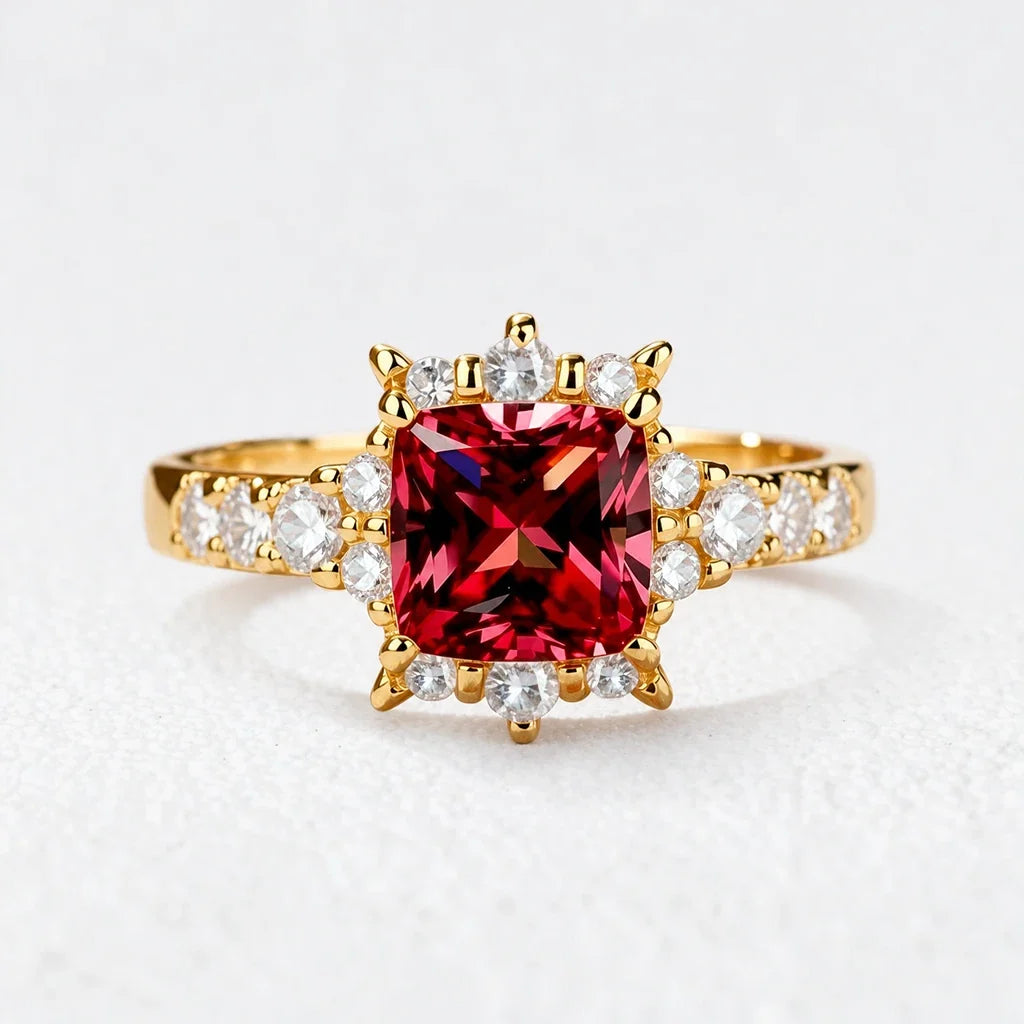 Aurora‘s Cardinal | Princess Cut Ruby Solitaire Engagement Ring