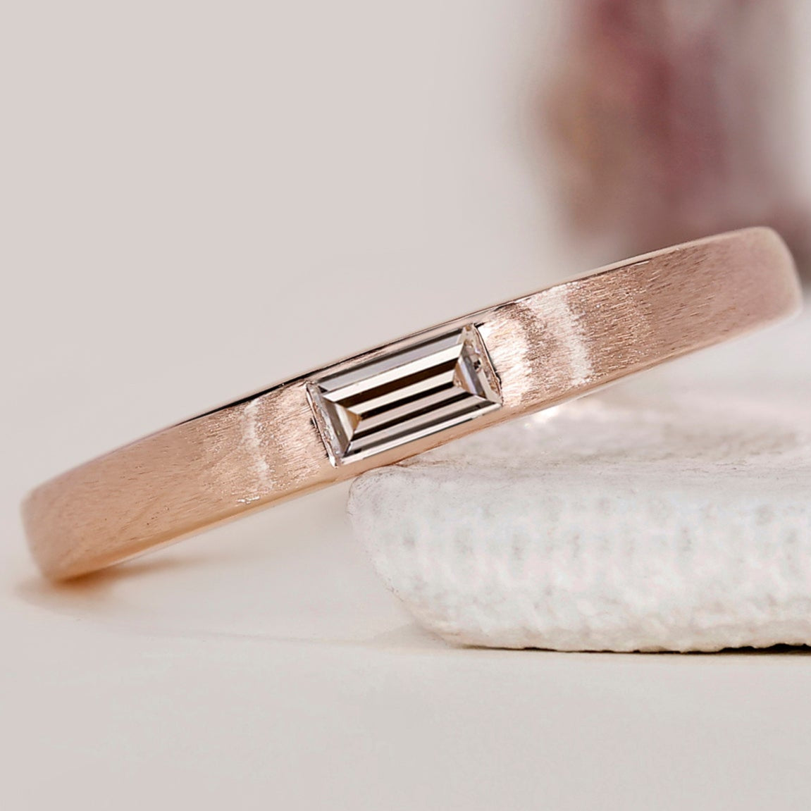 Baguette Cut Diamond Matt Finish Band