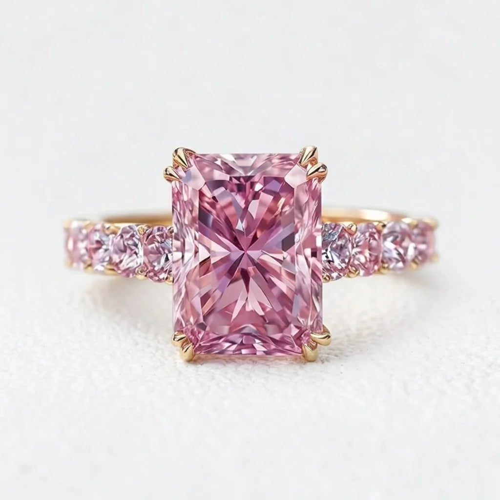 Elara‘s Facet | 3CT Radiant-Cut Pink Sapphire Engagement Ring