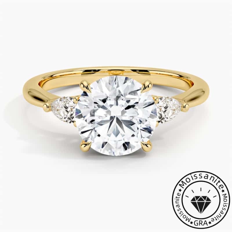 Solarii Moissanite 1.0ct Round Cut Sterling Silver Three Stone Engagement Ring