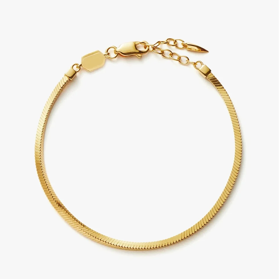 18K Gold Vermeil Square Snake Chain Bracelet