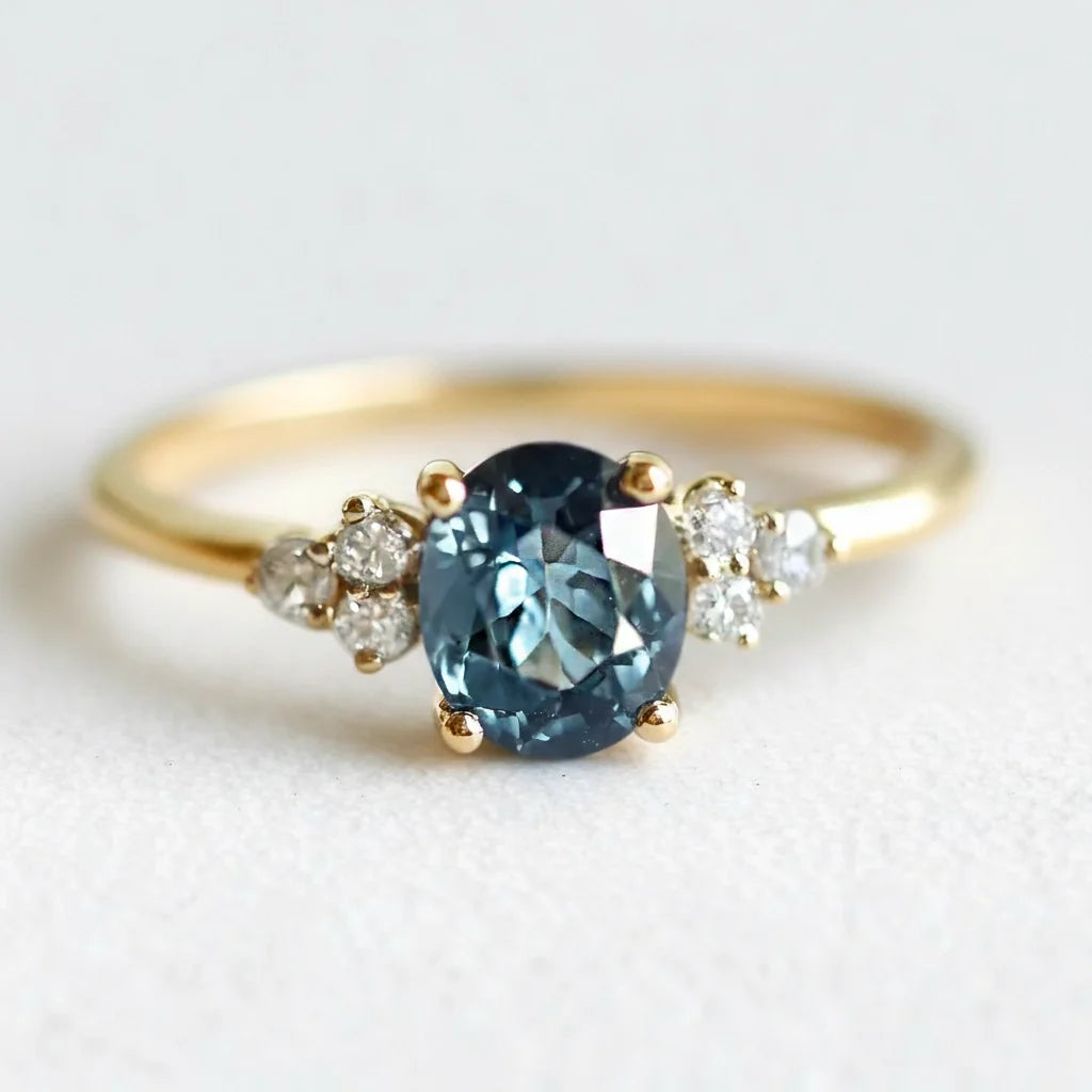 Azure Serenity | Oval Cut Rare Blue Sapphire Solitaire Engagement Ring