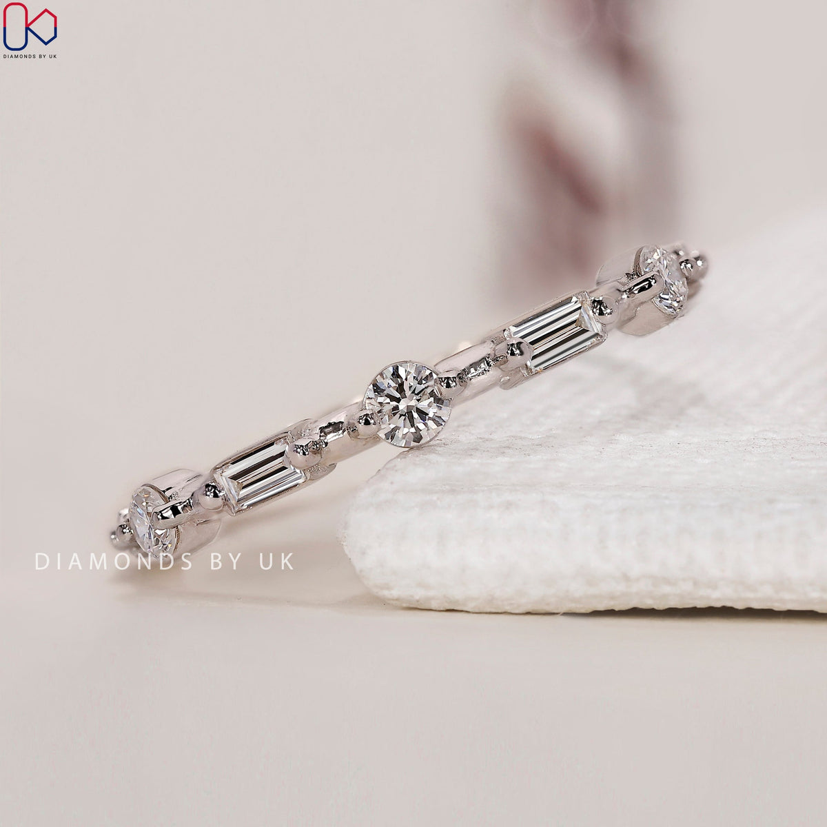 Baguette Diamond Wedding Band – Half Eternity