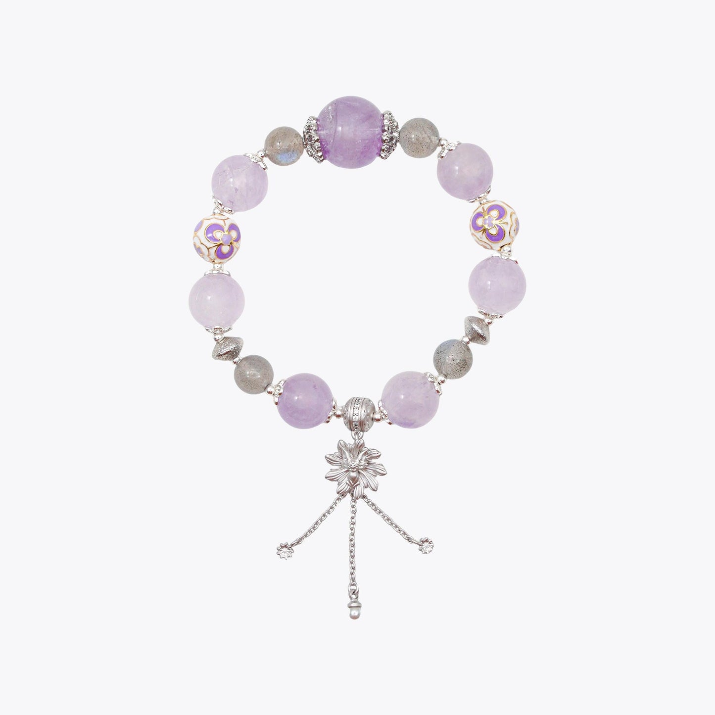 Snow-Kissed Iris & Moonlight Crystal Bracelet