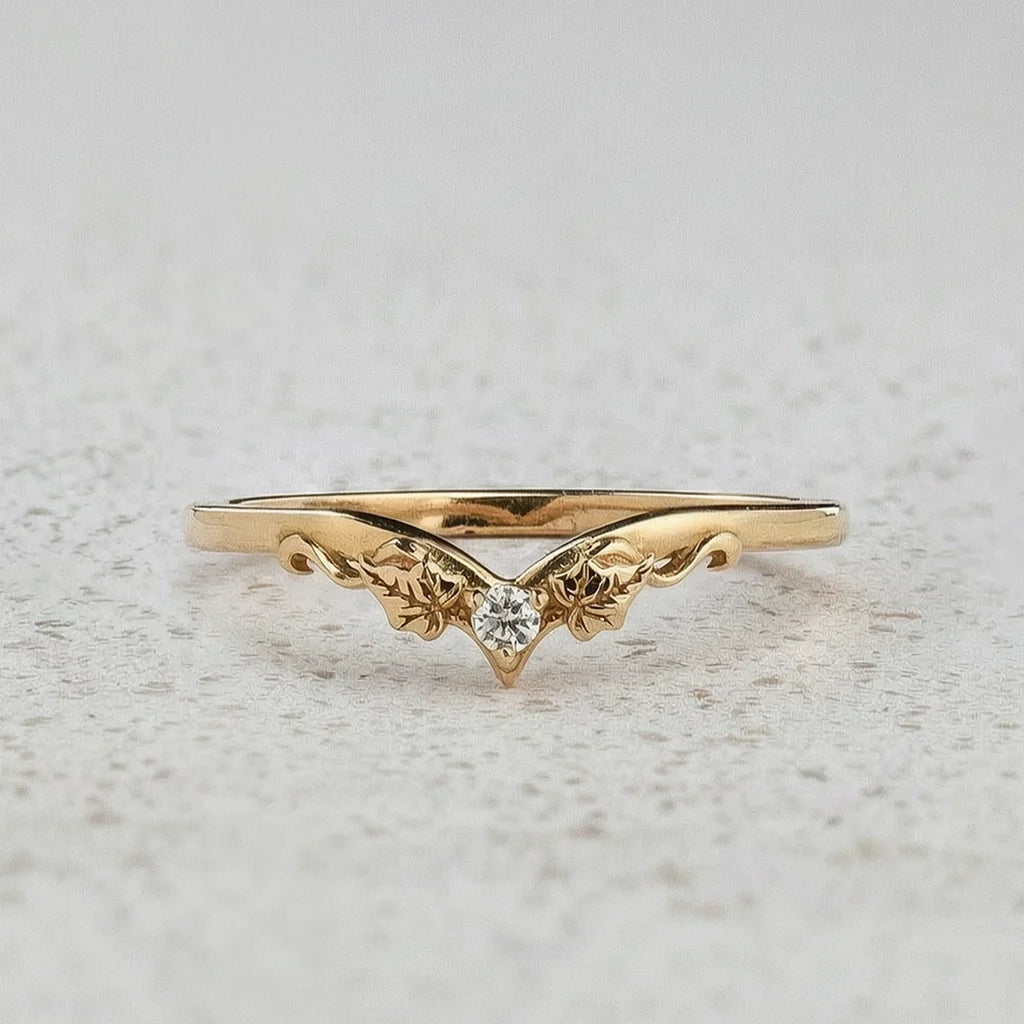 Sylvie’s Wedding Pair | His Ivy Band & Her Diamond Ring