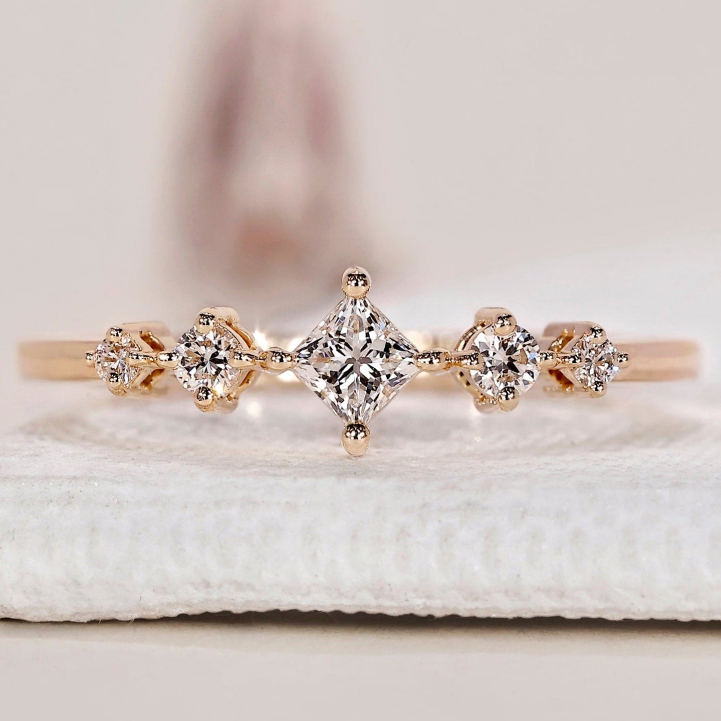5 Stone Diamond Ring In Yellow Gold