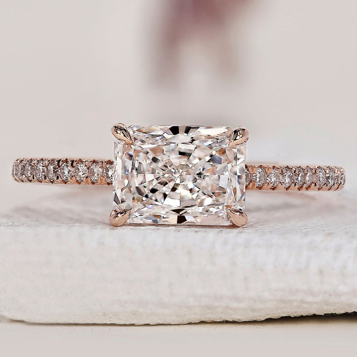 Radiant Cut Hidden Halo Engagement Ring