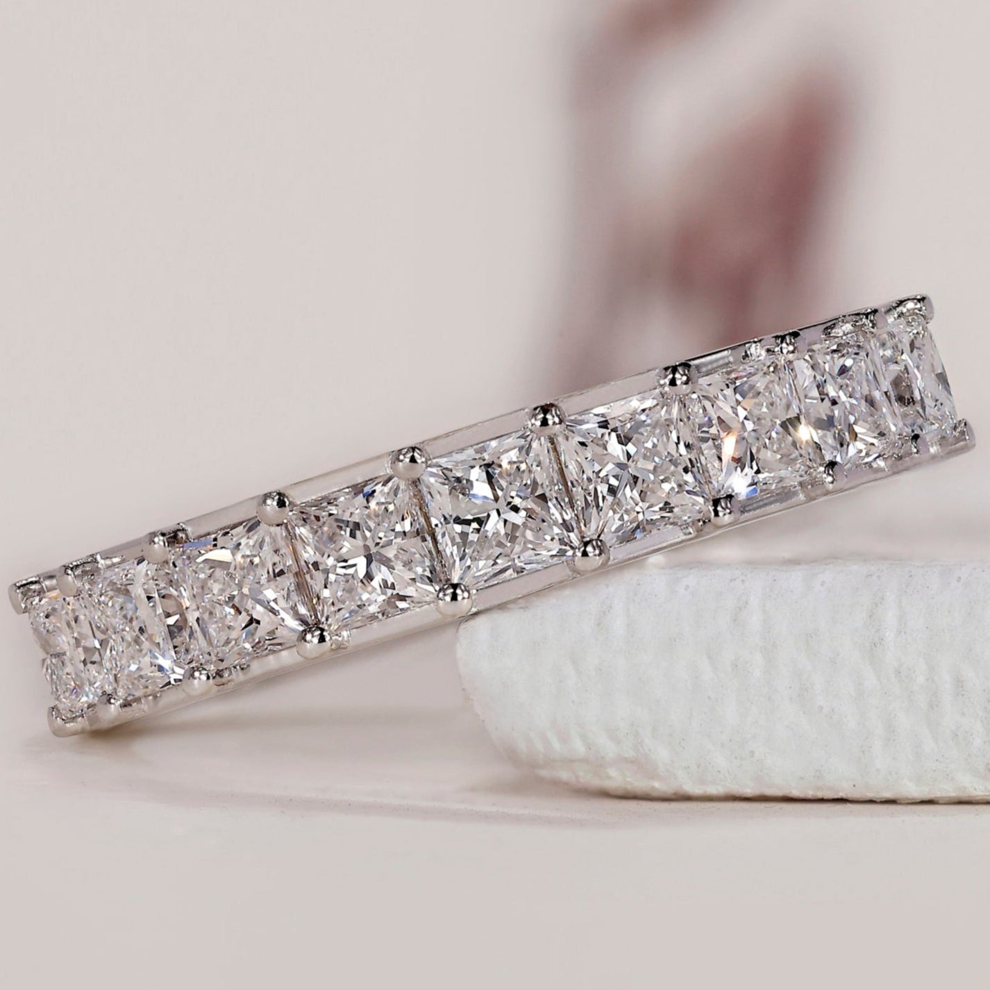 Channel Set Eternity Band – Princess Cut Diamond