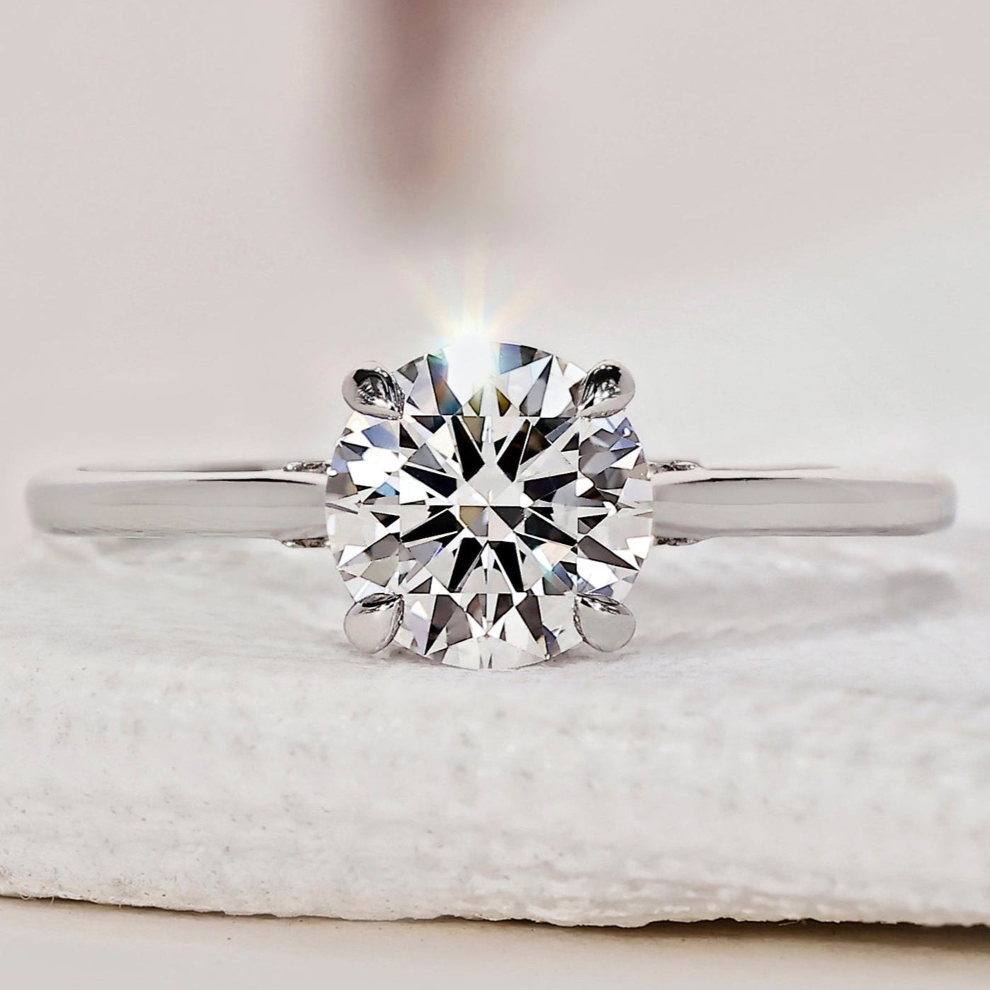 Round Diamond Hidden Halo Engagement Ring