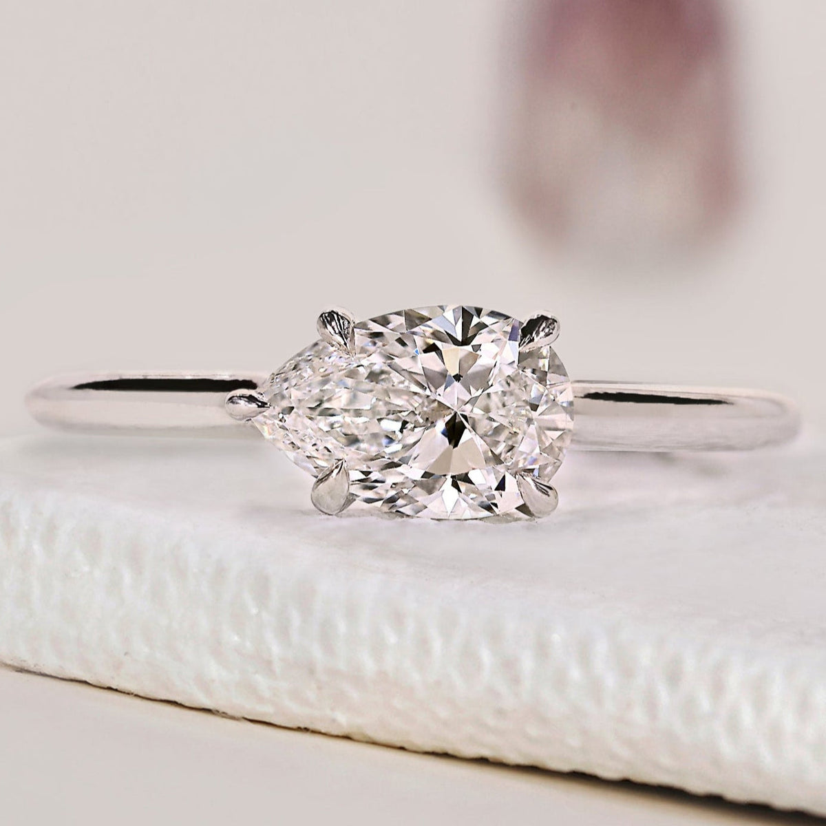 Pear diamond East West Diamond Ring