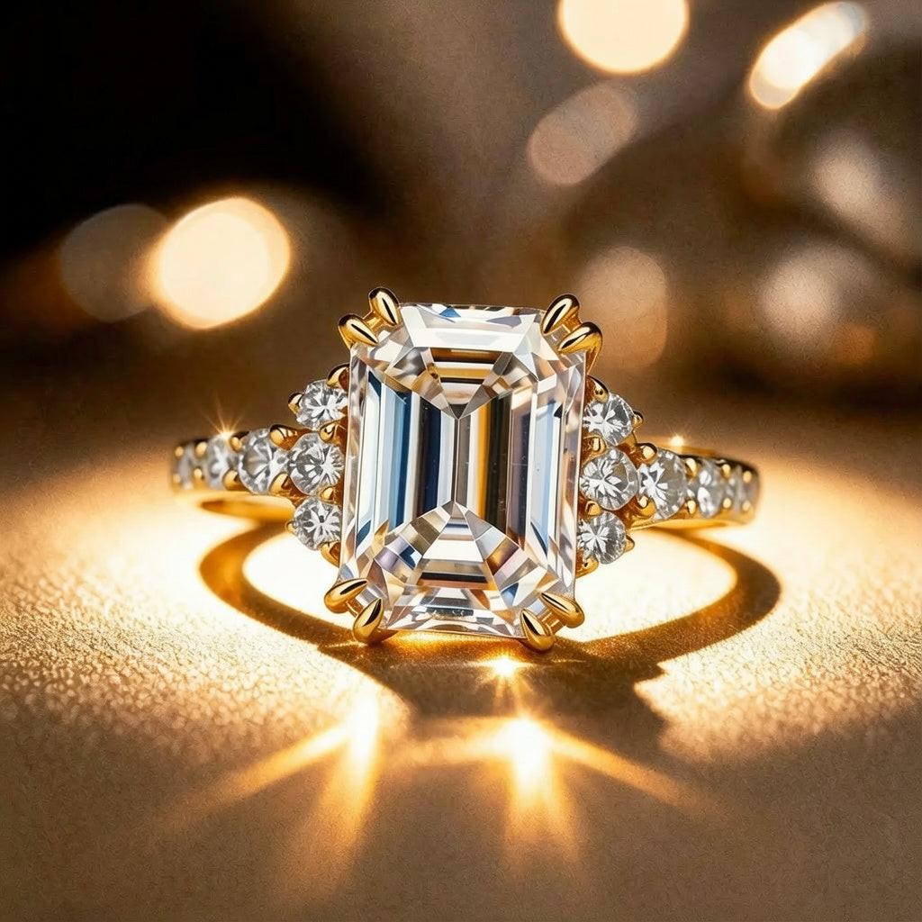 Seraphina’s Luminance | 3CT Emerald Cut Diamond Engagement Ring