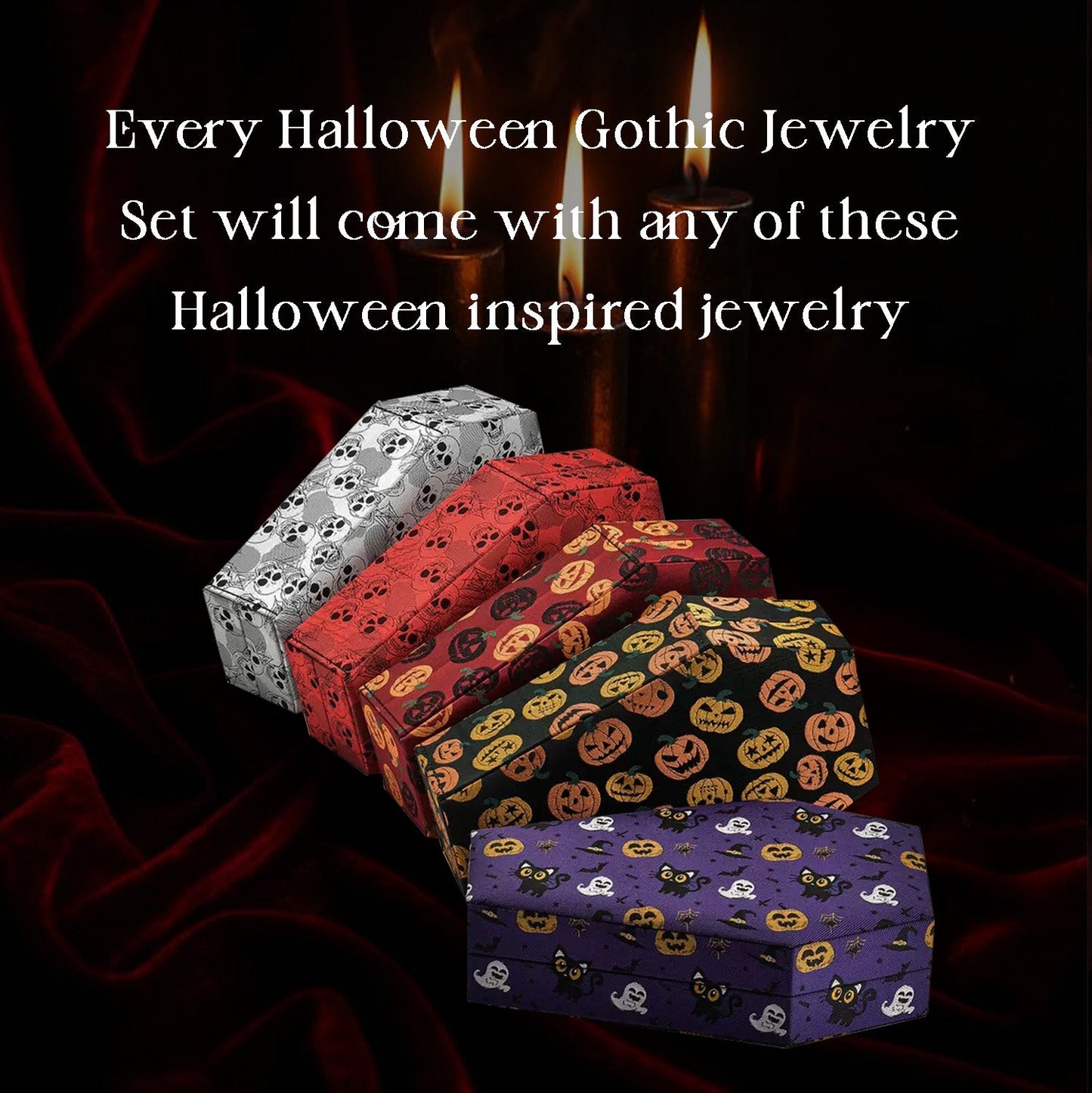 Unique Gothic Style Flower Inspired Skull & Skeleton Two-Tone Halloween Jewelry Set - The Crying Skull Collection