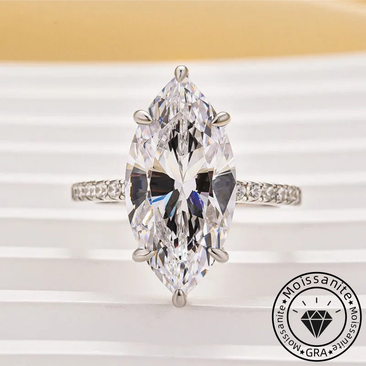 Mesmerizing Pave Marquise Cut 8.0ct Engagement Ring In Sterling Silver