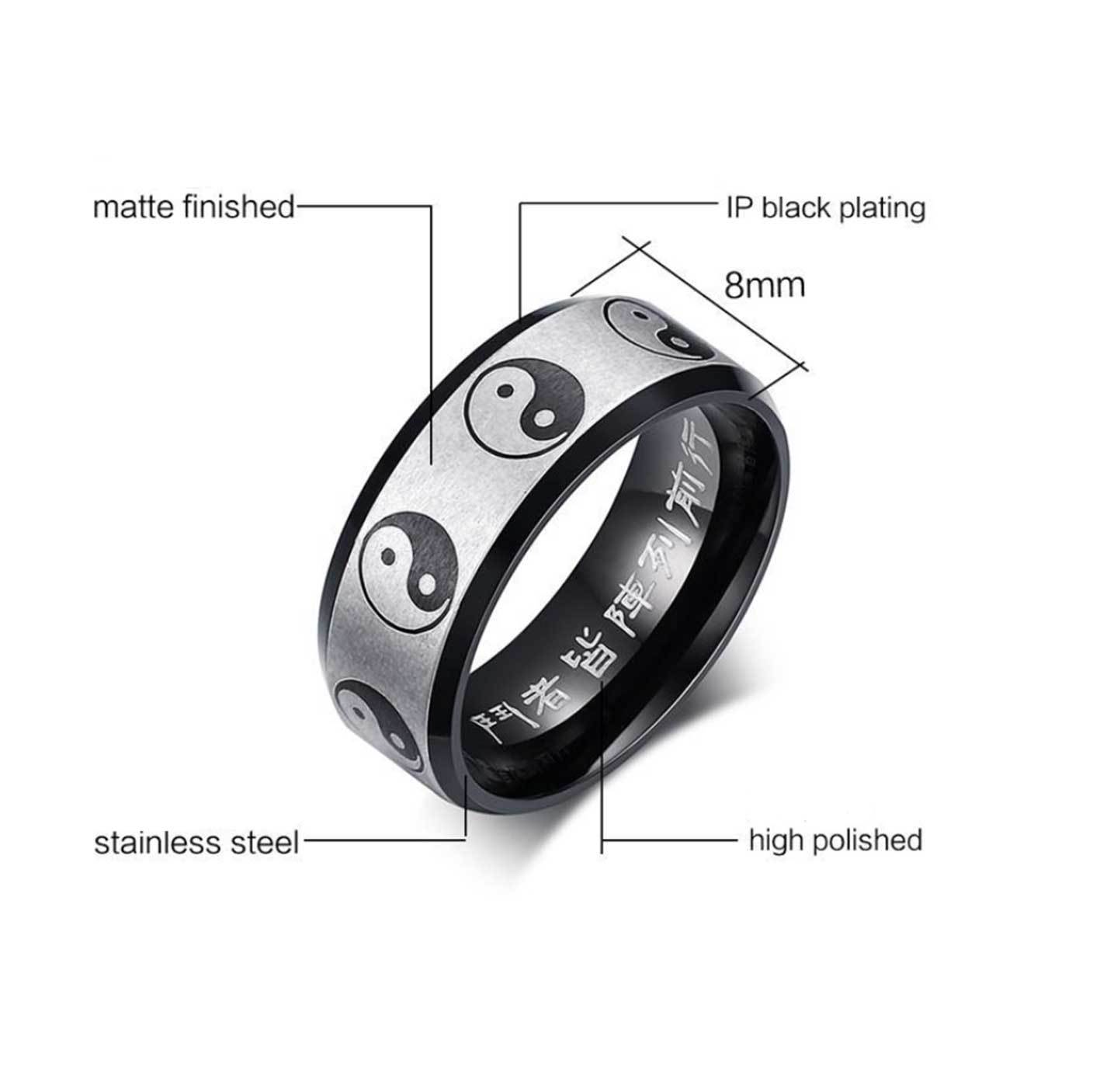 Custom Yin Yang Ring With Chinese Engravings