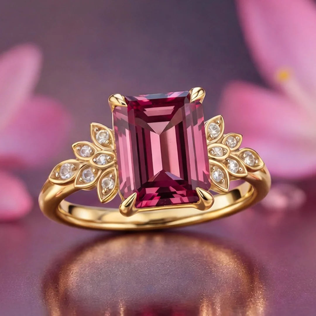 Juliet’s Crimson | 3CT Emerald Cut Ruby Engagement Ring