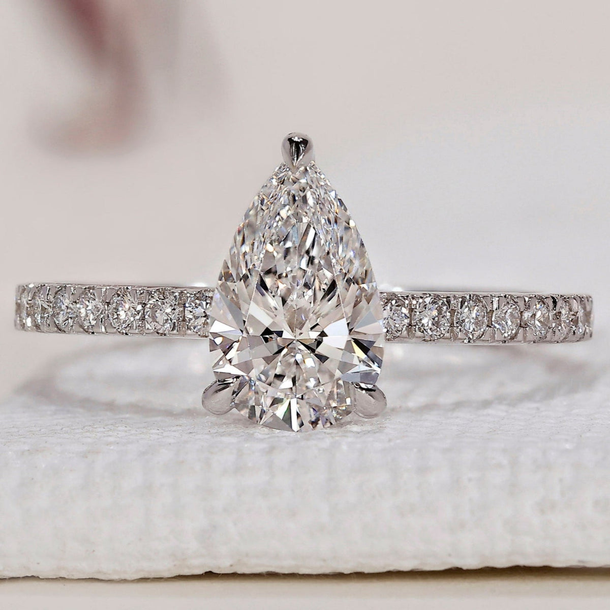 Pear Shaped Ring - Hidden Halo